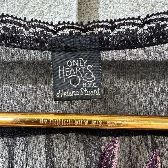 Only Hearts by Helena Stuart Black Embroidered Floral Sheer Top M Romantic Lace - Picture 4 of 8